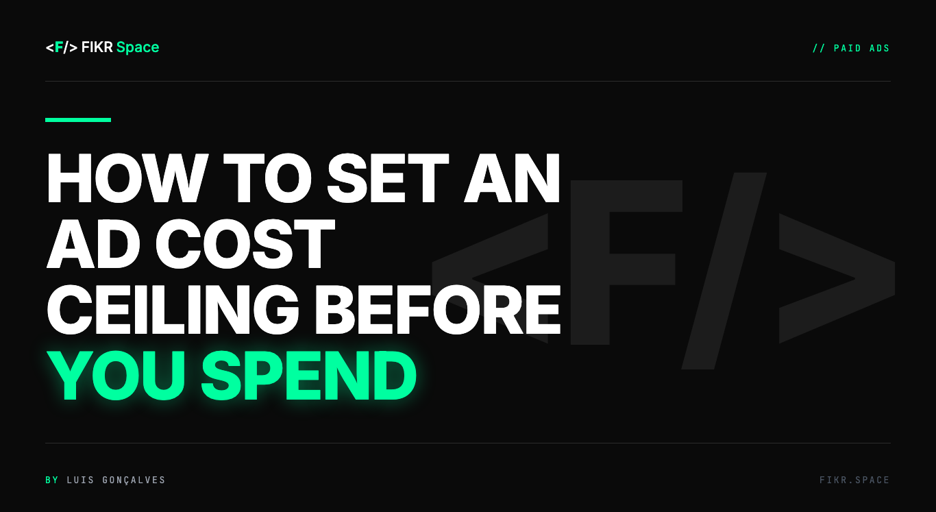 Cover of the FIKR Space guide: How to Set an Ad Cost Ceiling Before You Spend