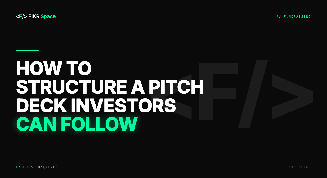 Cover of the FIKR Space guide: How to Structure a Pitch Deck Investors Can Follow