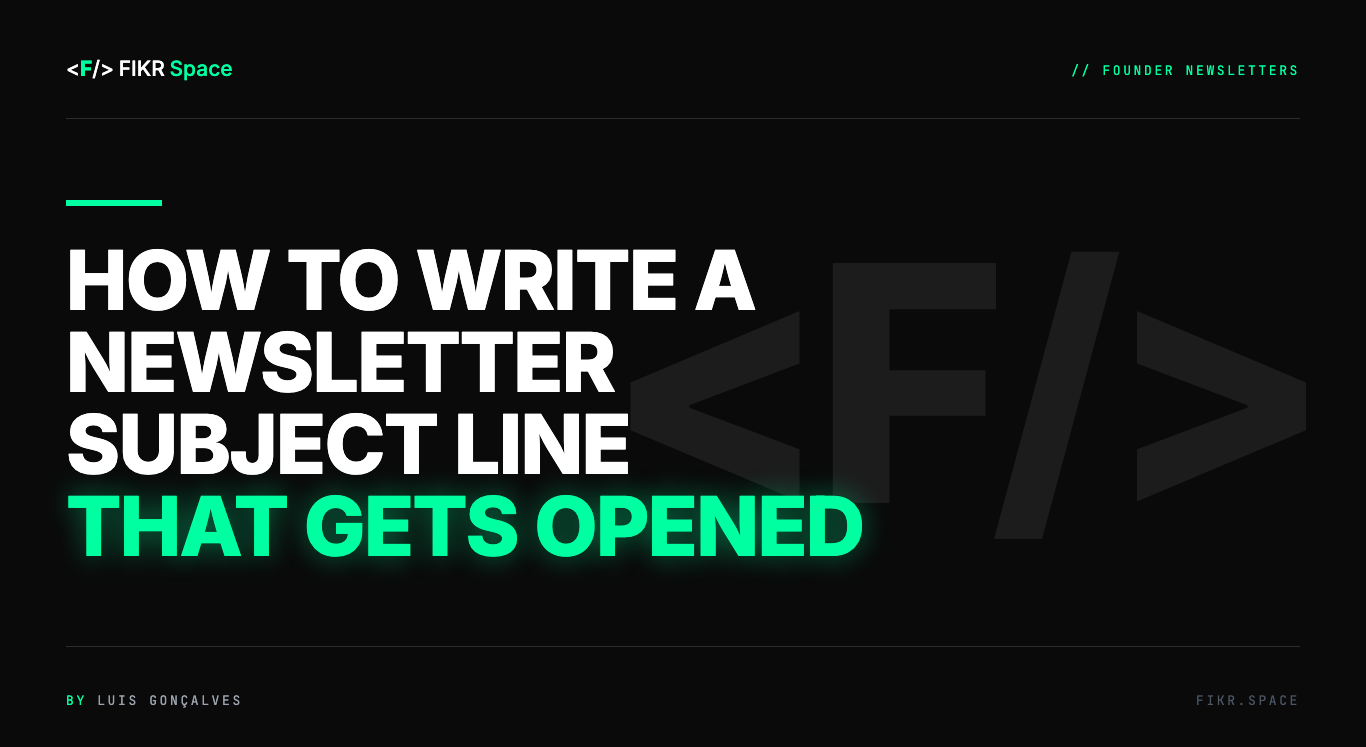 Cover of the FIKR Space guide: How to Write a Newsletter Subject Line That Gets Opened