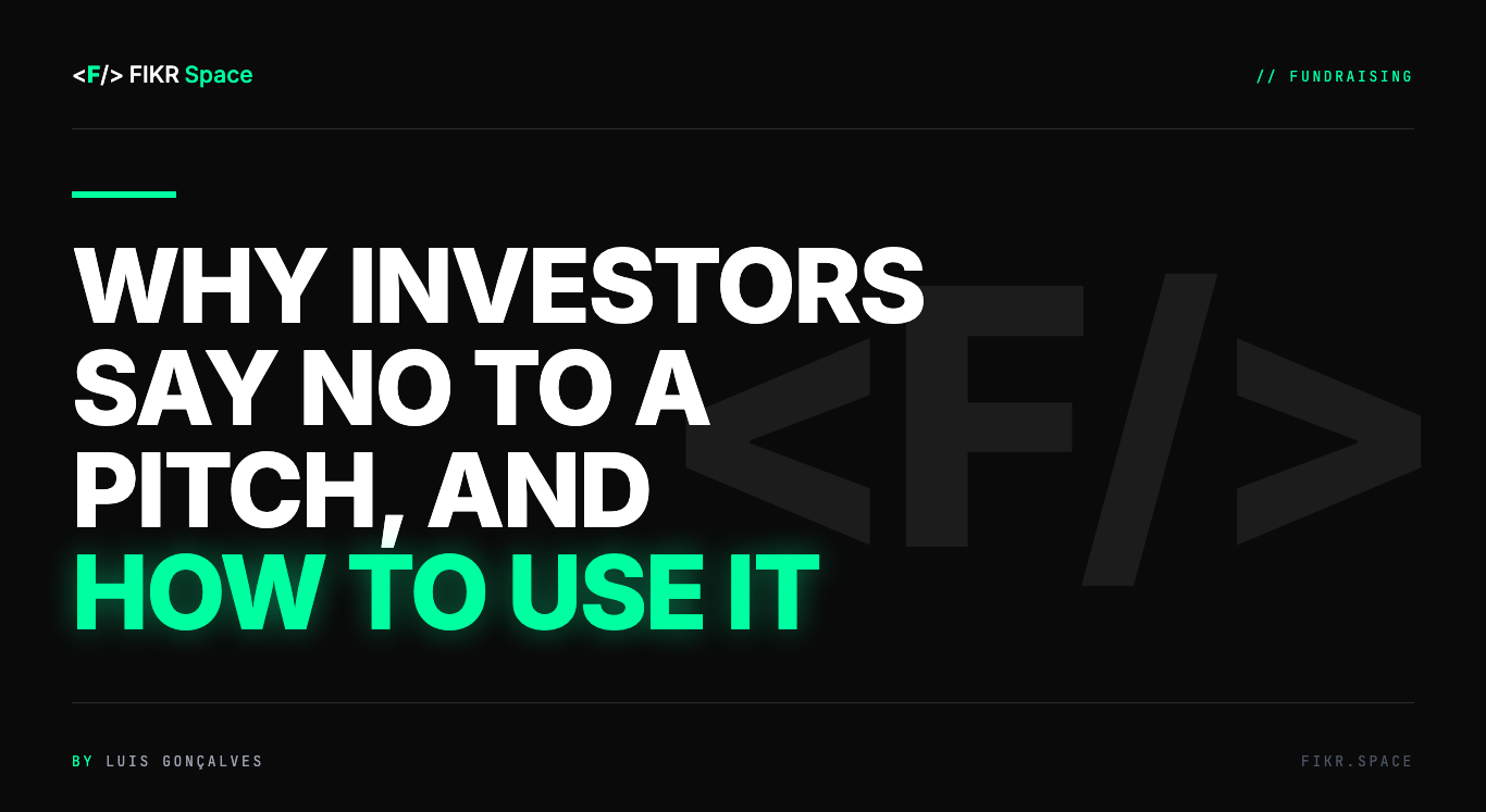 Cover of the FIKR Space guide: Why Investors Say No to a Pitch, and How to Use It