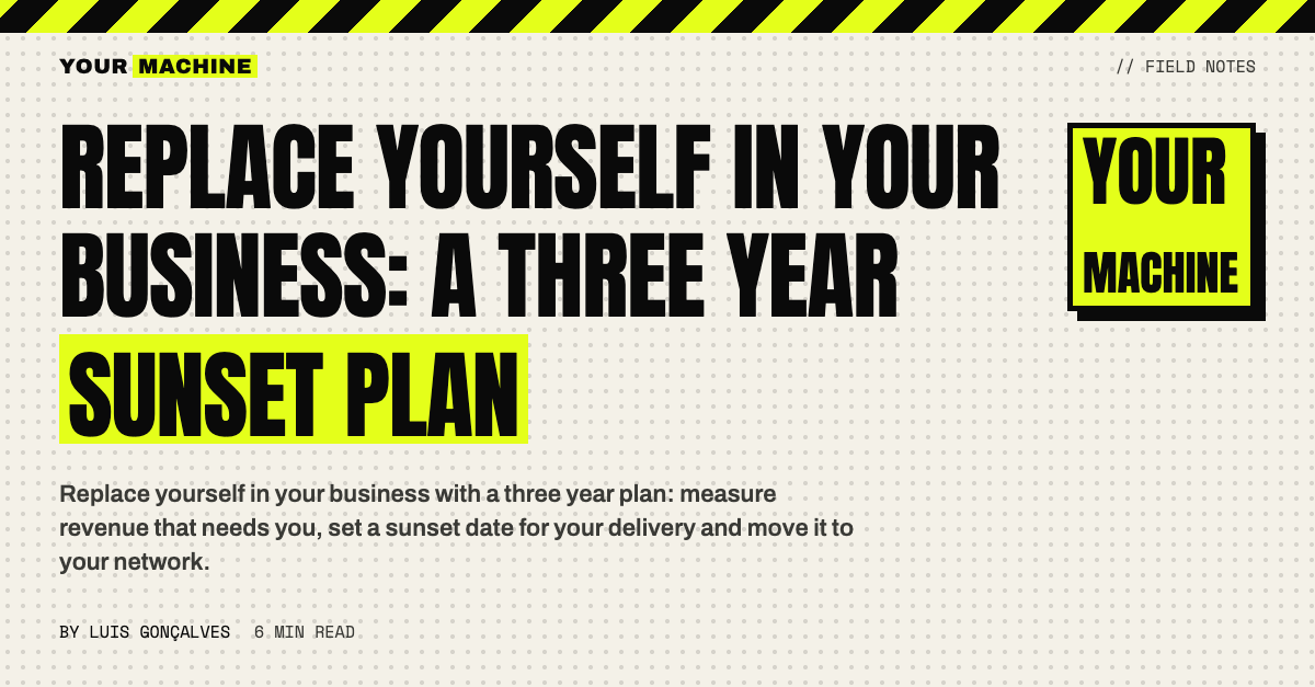 Replace Yourself in Your Business: A Three Year Sunset Plan