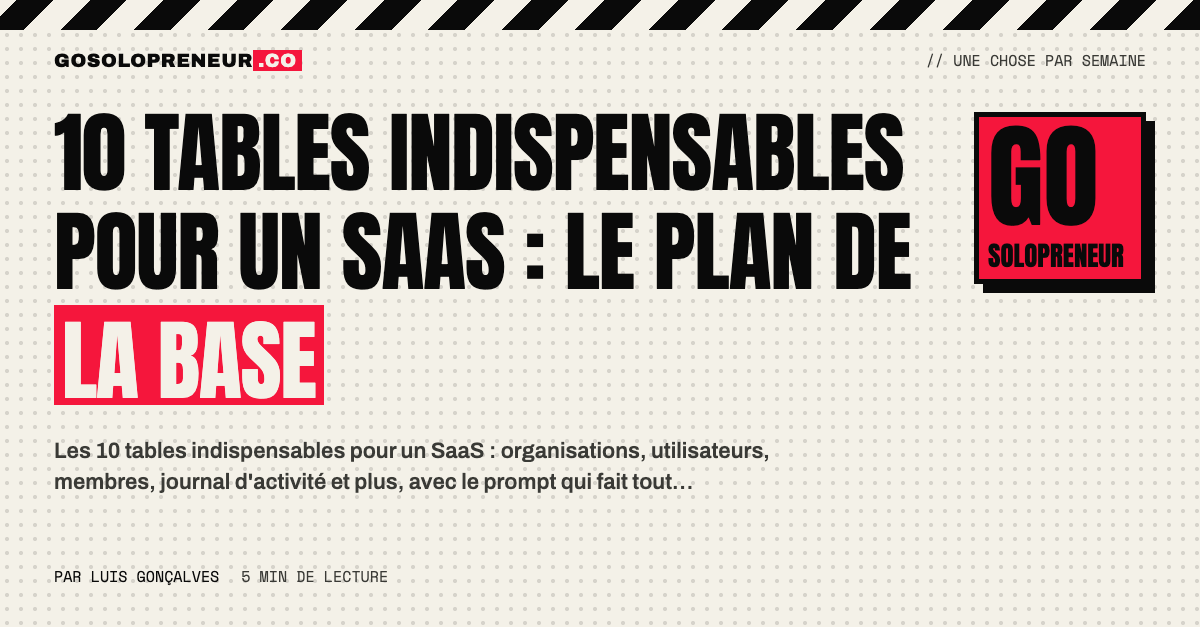 Schéma des 10 tables indispensables pour un SaaS : le plan de base de données que tout SaaS partage