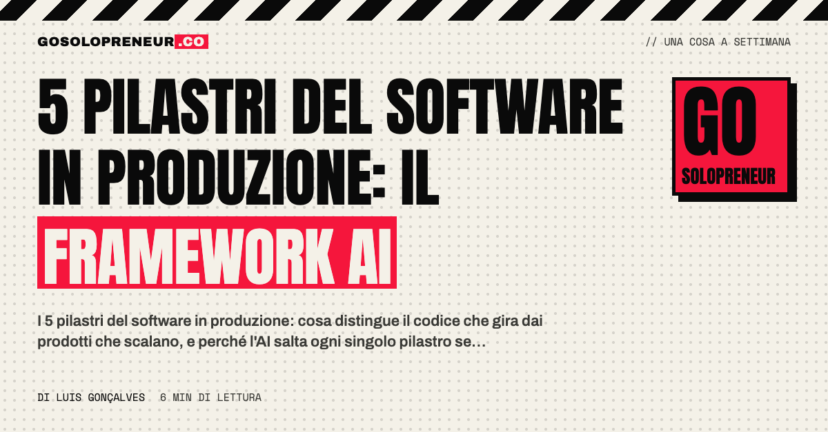 Copertina: i 5 pilastri del software in produzione, il framework per l'AI