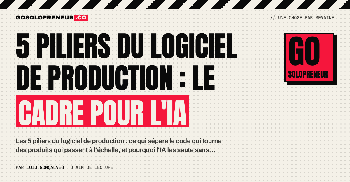 Les 5 piliers du logiciel de production : architecture, conception, sécurité, produit et travail avec l'IA