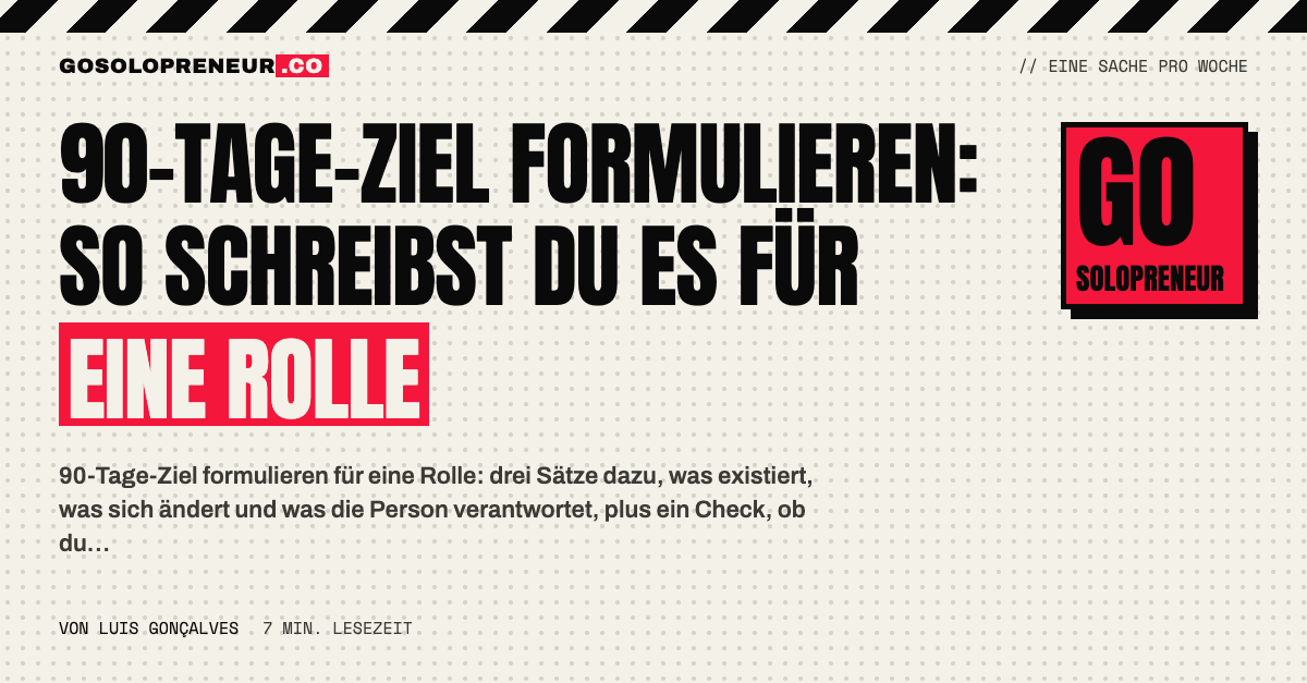 Notizblock mit einem 90-Tage-Ziel für eine neue Rolle