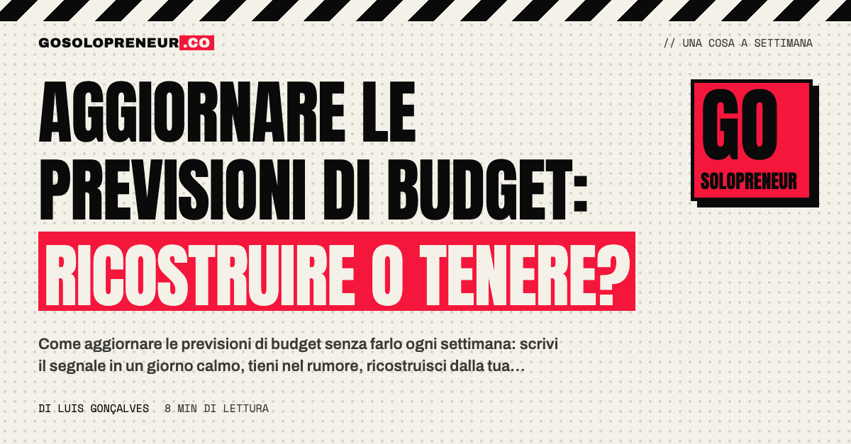 Una persona decide se ricostruire o tenere il budget guardando un segnale scritto in anticipo