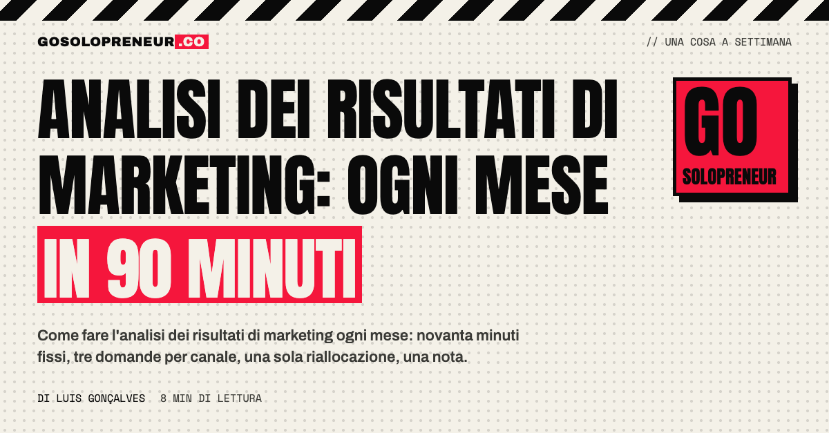 Un calendario con novanta minuti bloccati ogni mese per l'analisi dei risultati di marketing