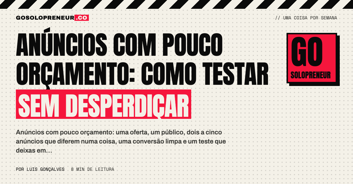 Pessoa a montar um teste simples de anúncios com pouco orçamento