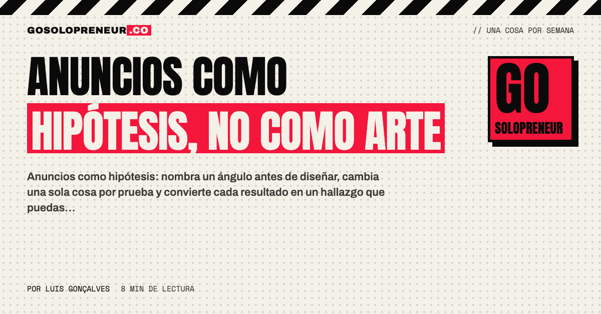 Una nota con un ángulo y una creencia escritos a mano para un anuncio planteado como hipótesis