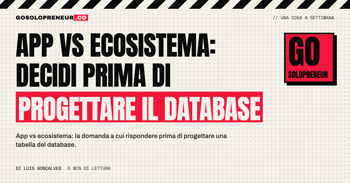 Copertina: app vs ecosistema, la decisione prima di progettare il database