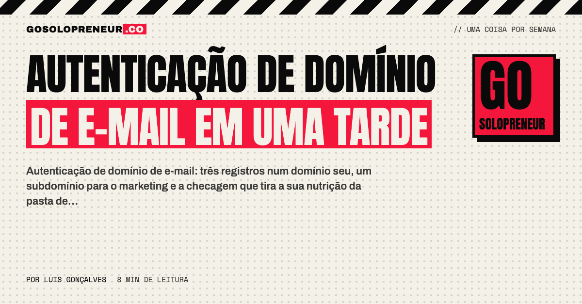 Autenticação de domínio de e-mail: SPF, DKIM e DMARC publicados num domínio próprio