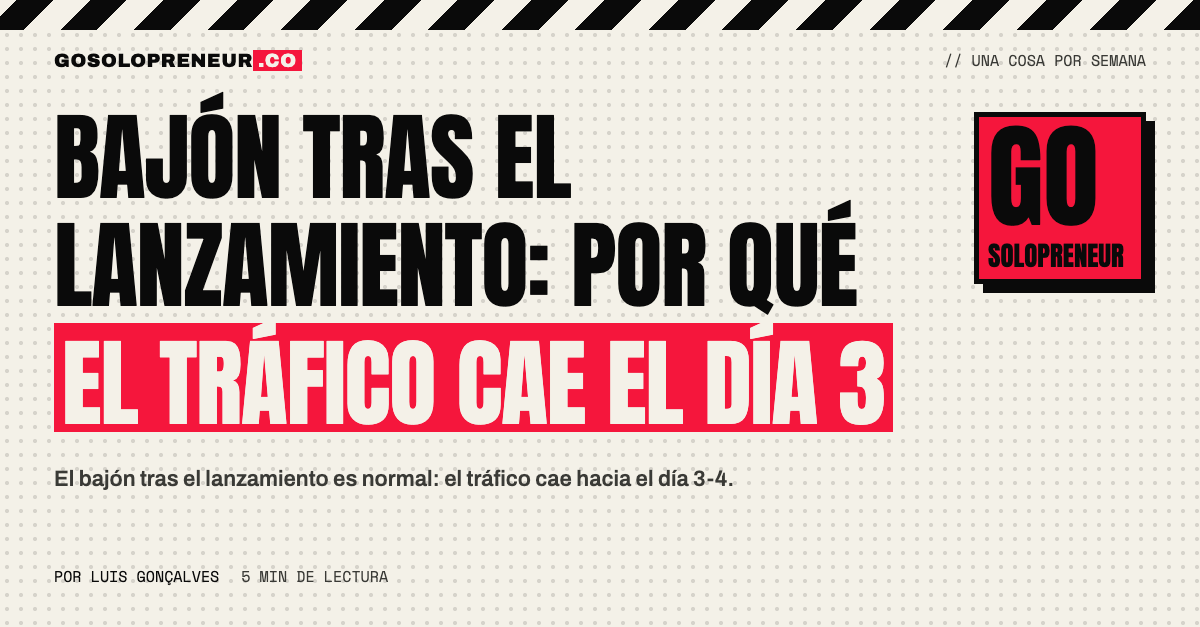 Bajón tras el lanzamiento: gráfico de tráfico que cae al tercer día