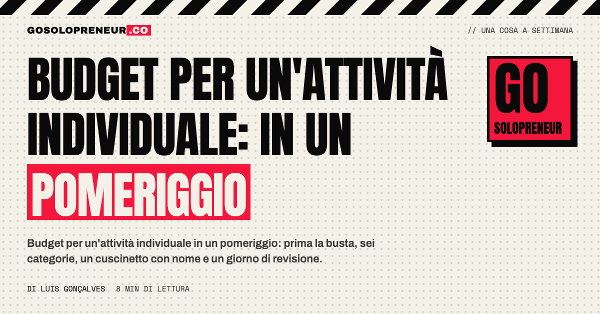 Un imprenditore individuale imposta il budget con sei categorie e un cuscinetto in un pomeriggio