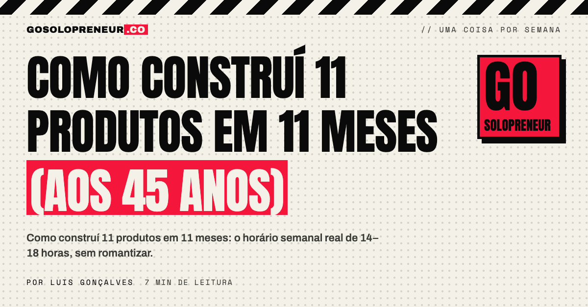 Como construí 11 produtos em 11 meses (aos 45 anos)