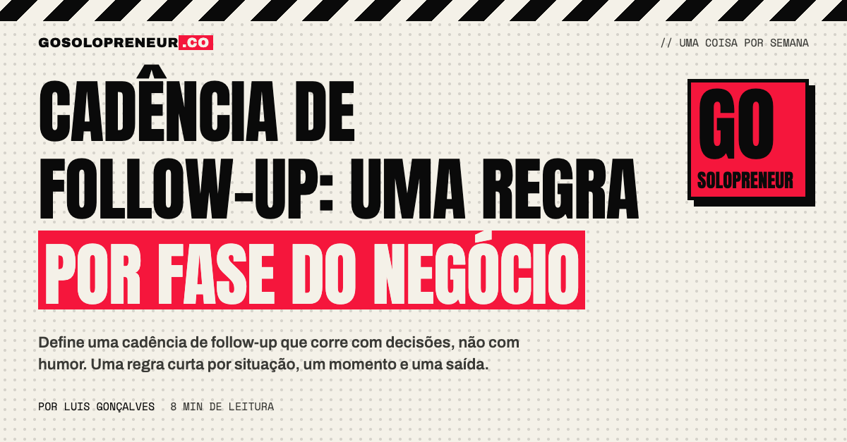 Solopreneur a planear a cadência de follow-up num calendário