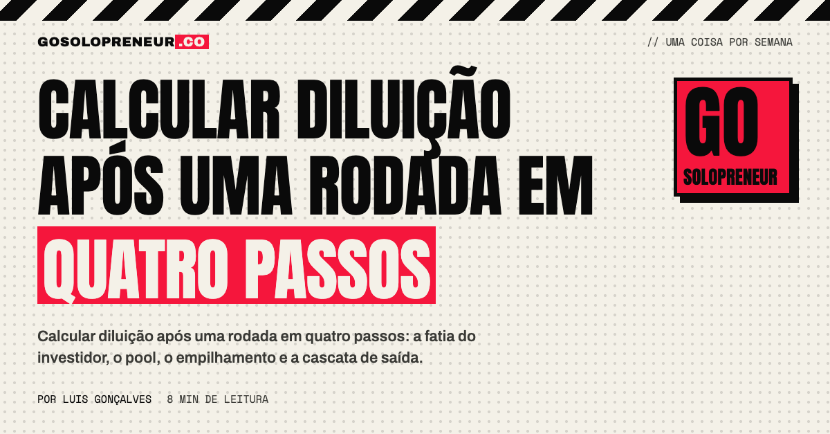 Calcular diluição após uma rodada: os quatro passos para saber quanto sobra para o fundador
