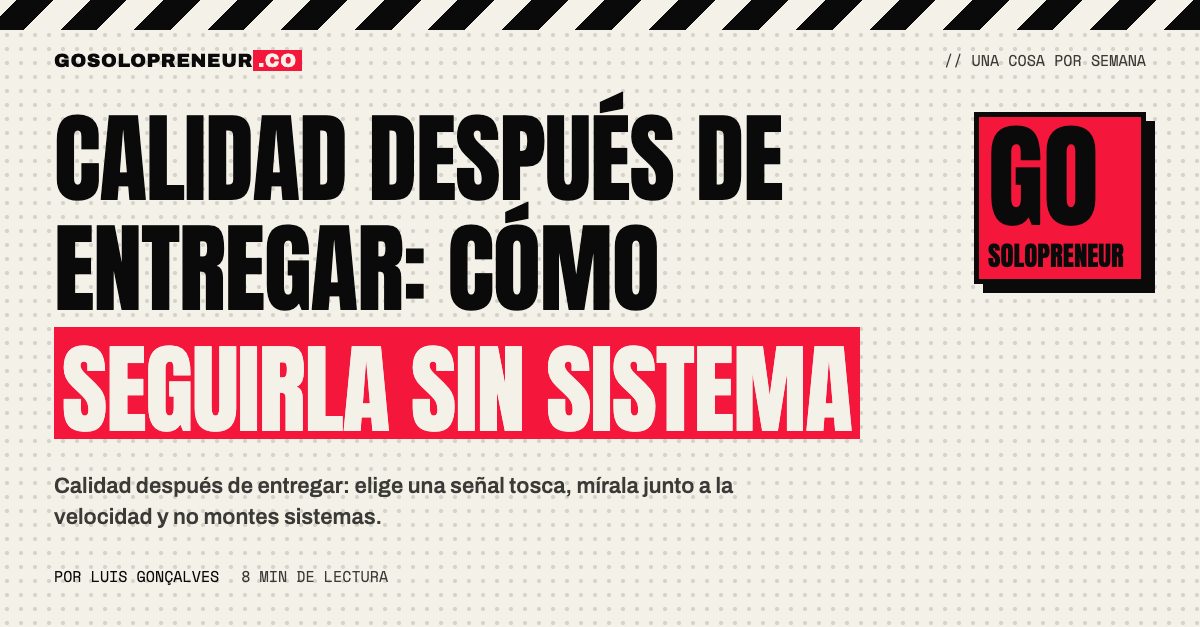 Nota semanal con tres señales de calidad anotadas al lado de la cifra de velocidad de la misma semana