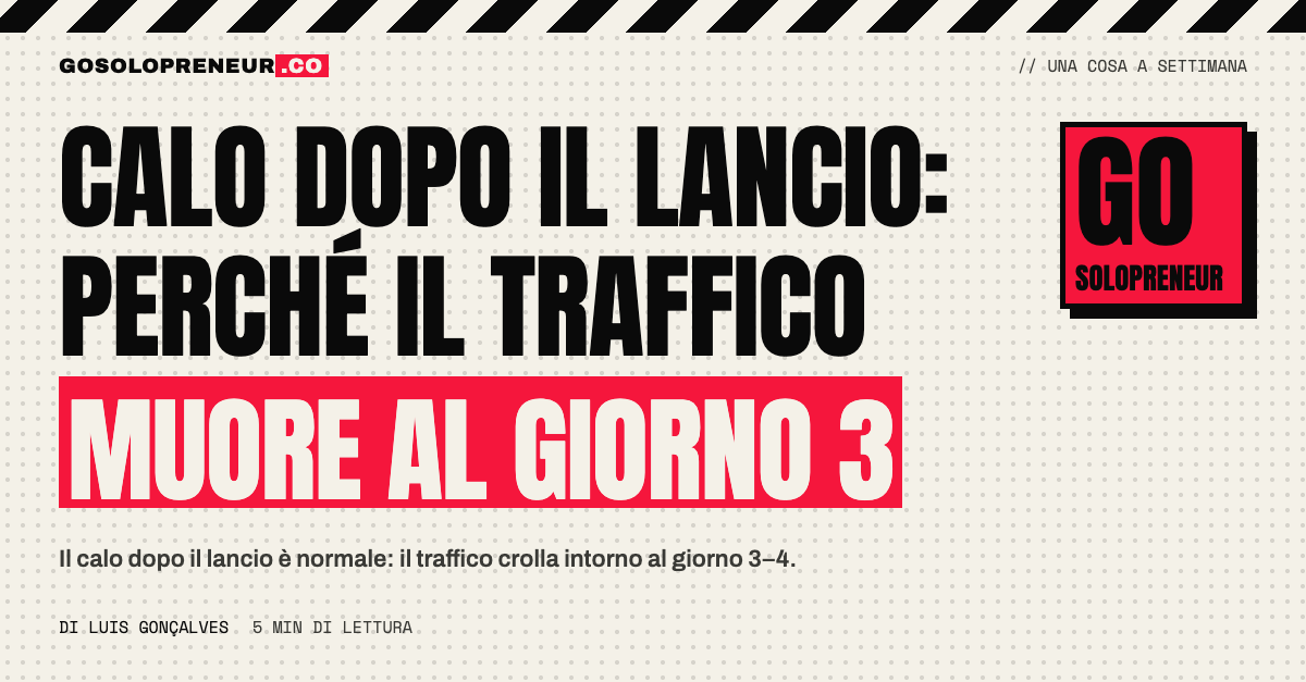 Grafico del traffico che crolla nel calo dopo il lancio, intorno al terzo giorno
