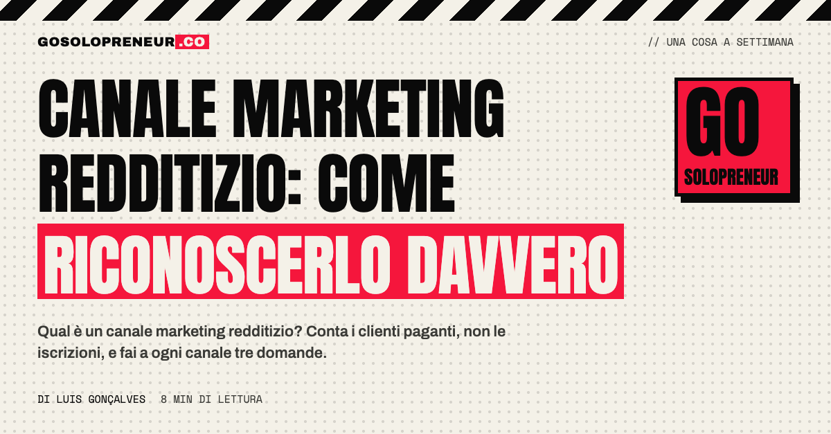 Un solopreneur confronta su un grafico i clienti paganti di ogni canale marketing redditizio