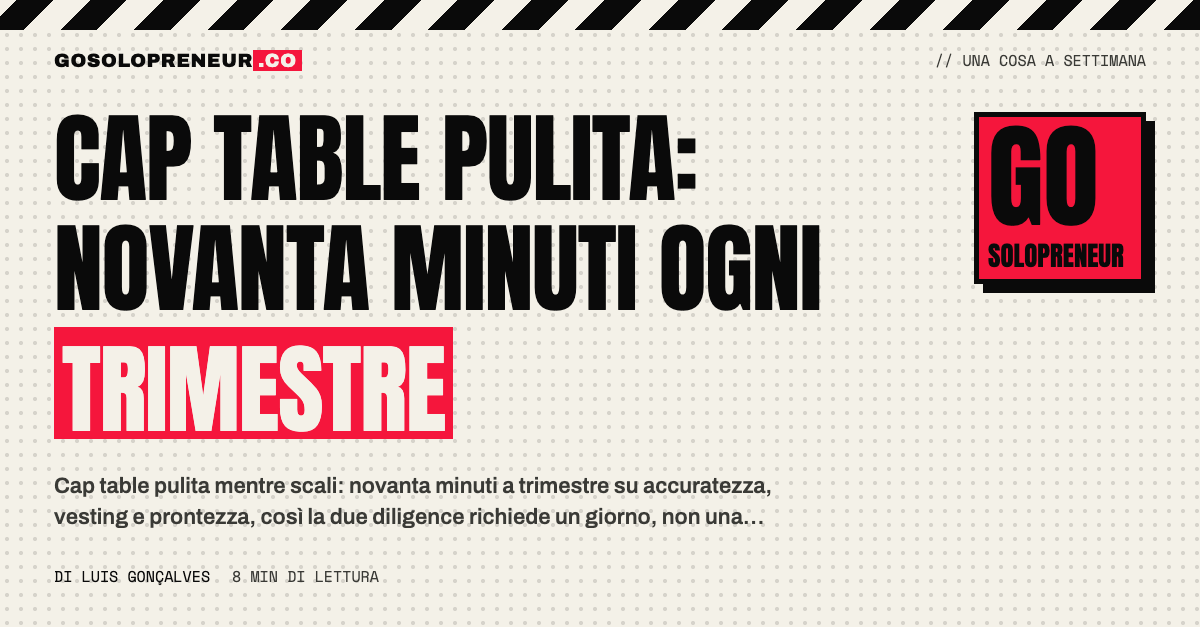 Una cap table pulita e ordinata su un foglio di calcolo, con documenti firmati