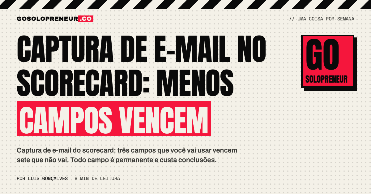 Formulário de captura de e-mail do scorecard com três campos antes das perguntas