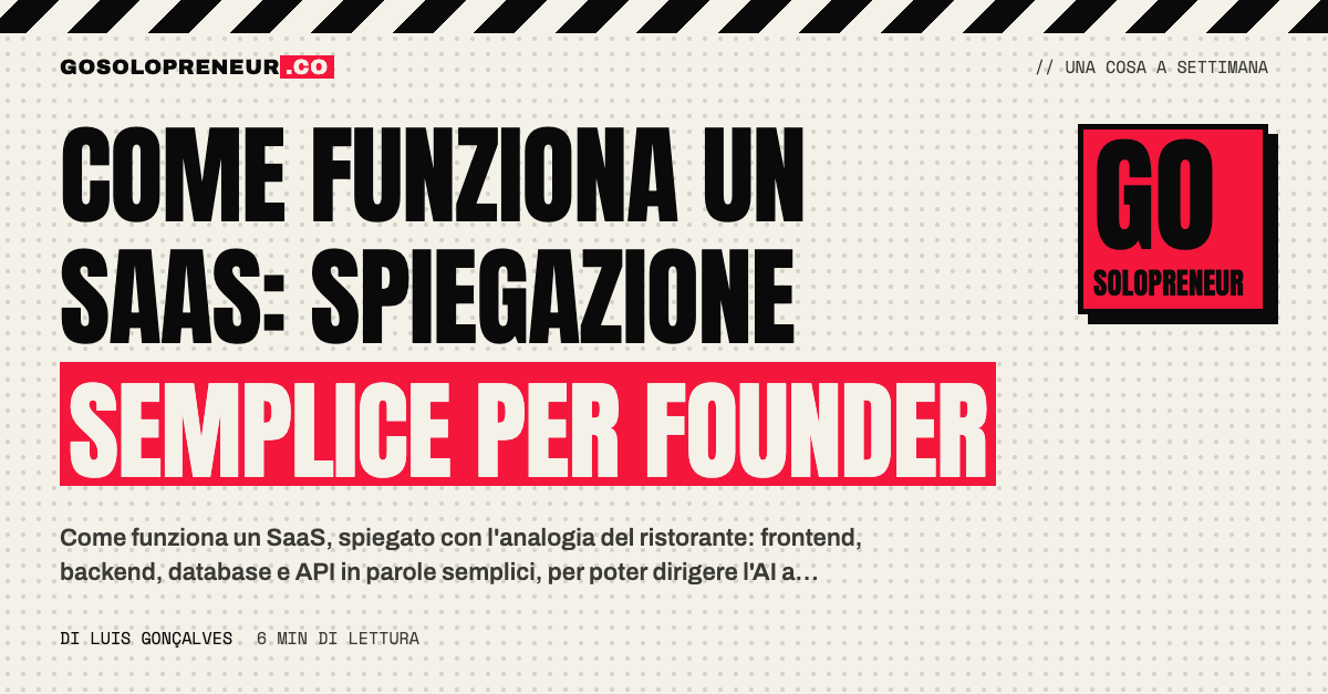 Come funziona un SaaS: l'analogia del ristorante con sala, cucina, dispensa e camerieri