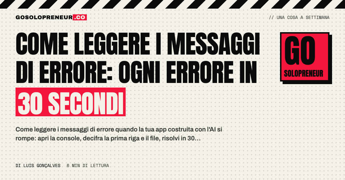 Come leggere i messaggi di errore: la console del browser di un'app con un errore in rosso
