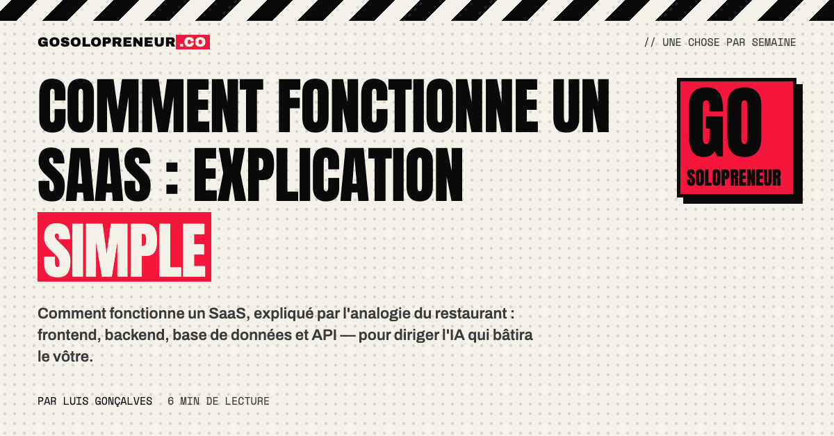 Comment fonctionne un SaaS : l'analogie du restaurant avec frontend, backend, base de données et API