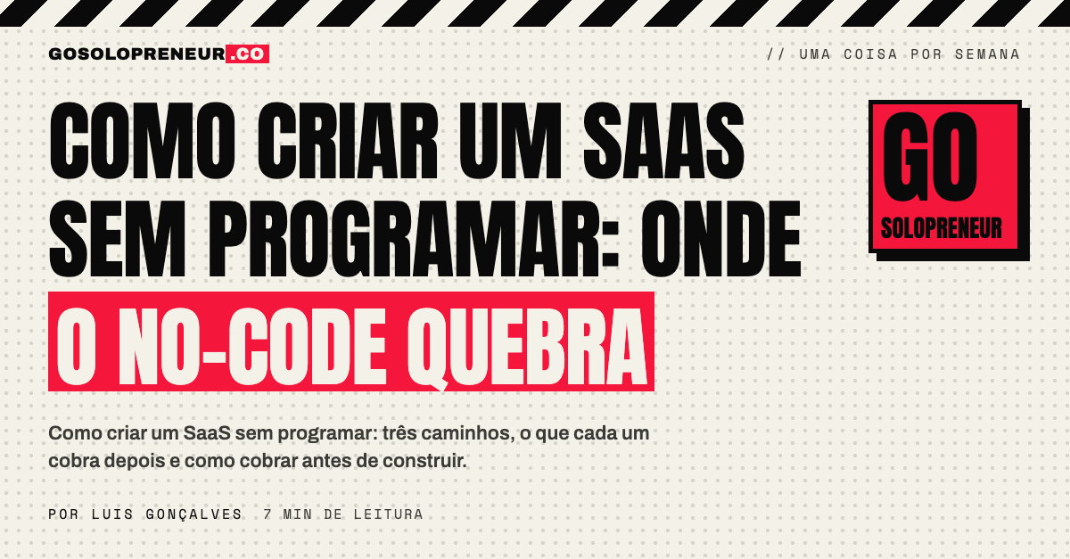 Como criar um SaaS sem programar: três caminhos de construção e onde o no-code quebra