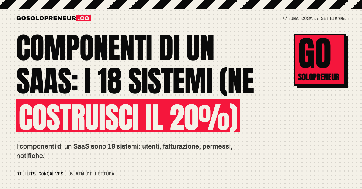Componenti di un SaaS: i 18 sistemi che ogni SaaS richiede, da clonare e non da costruire
