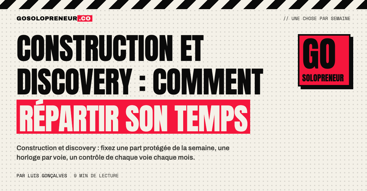 Un agenda hebdomadaire avec un bloc protégé pour la discovery à côté des blocs de construction