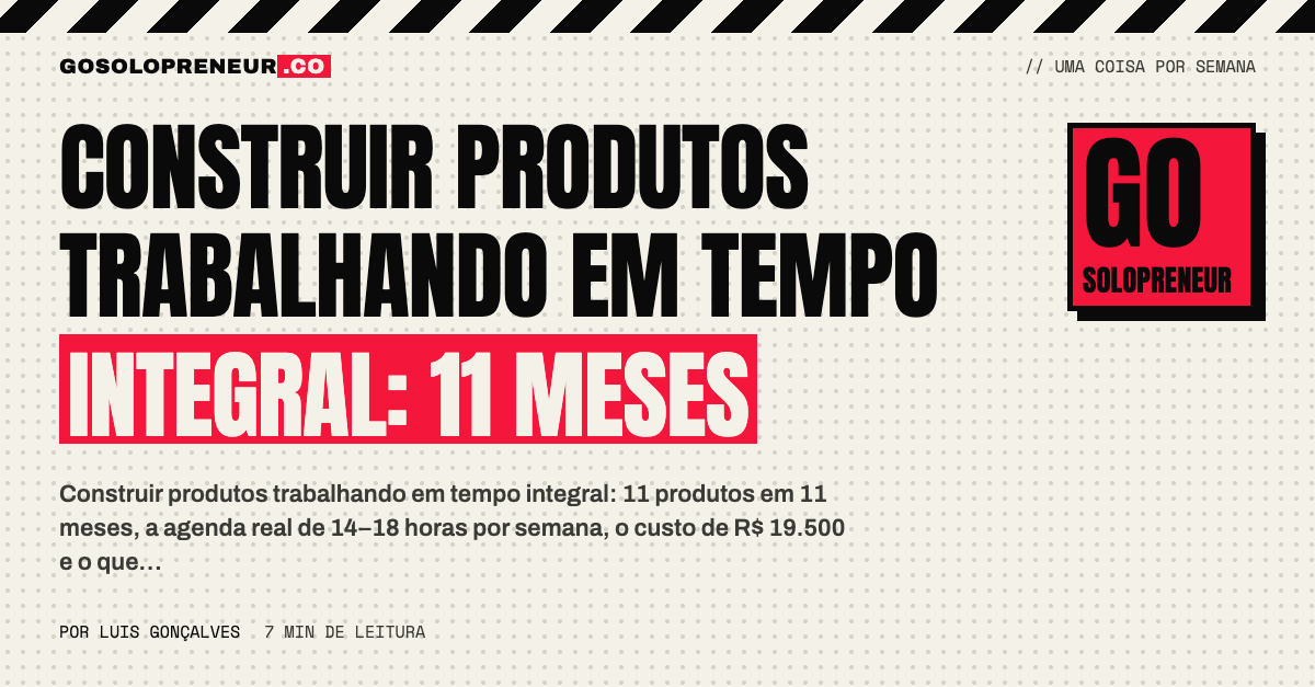 Construir produtos trabalhando em tempo integral: 11 meses