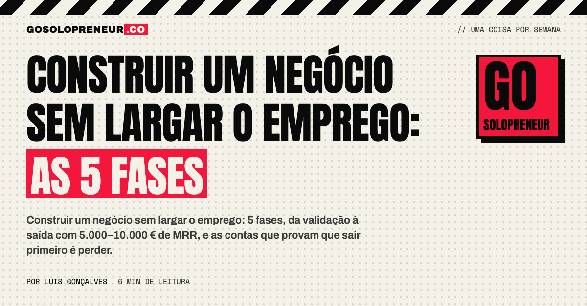 Construir um negócio sem largar o emprego: as 5 fases