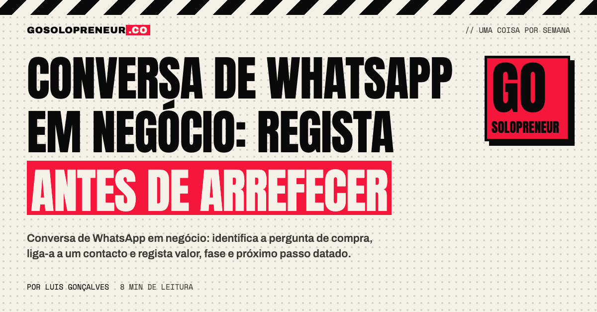 Conversa de WhatsApp a ser registada como negócio num pipeline