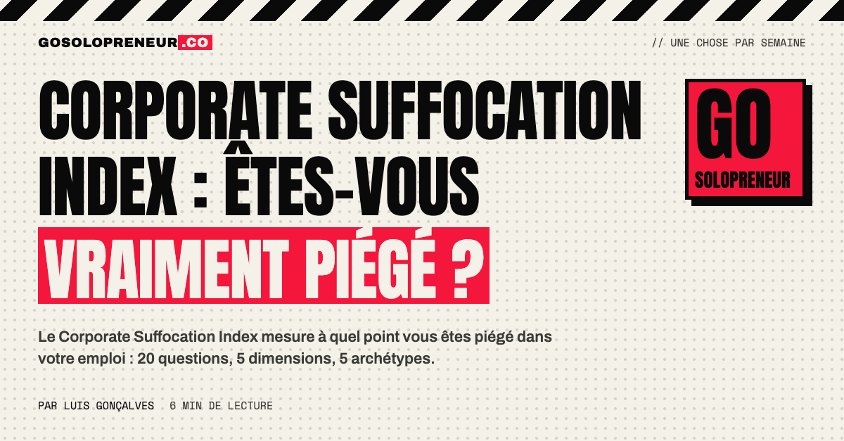 Corporate Suffocation Index : un salarié piégé face à son score sur 100