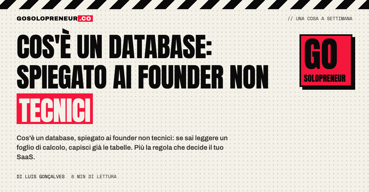 Copertina: cos'è un database, spiegato ai founder non tecnici