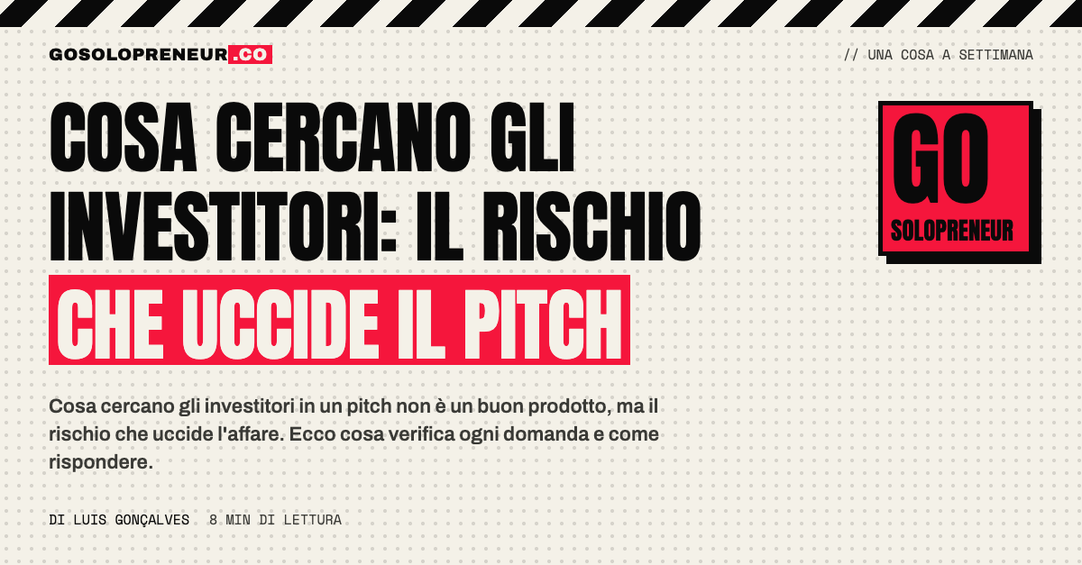 Un investitore che esamina un pitch e cerca il rischio che uccide l'affare
