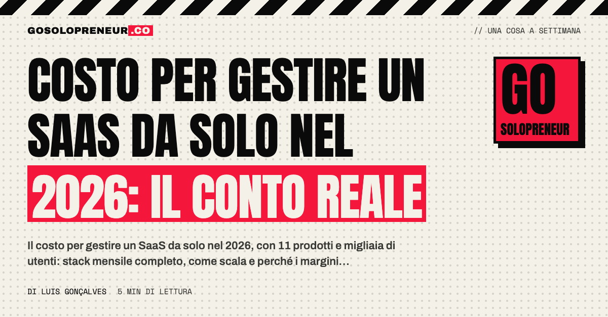 Copertina: costo per gestire un SaaS da solo nel 2026, il conto mensile reale