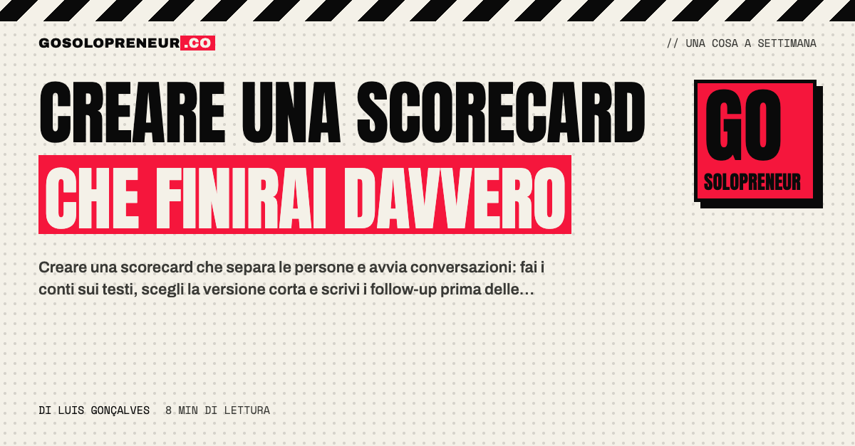 Illustrazione di una griglia di celle da riempire, per creare una scorecard che finirai davvero
