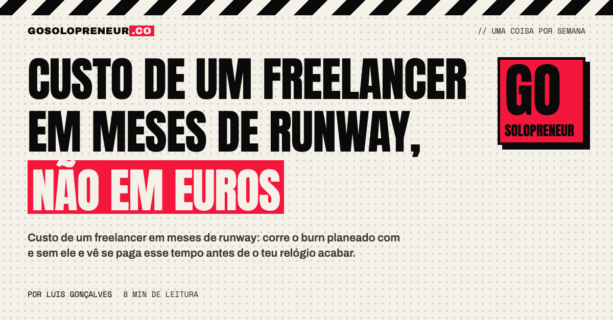 Balança com um freelancer de um lado e meses de runway do outro