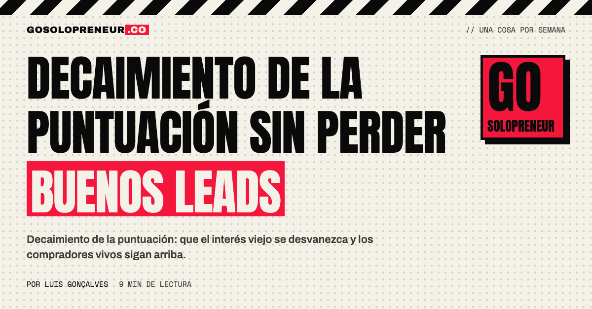 Una puntuación de lead que se desvanece con el tiempo mientras el comprador sigue visible