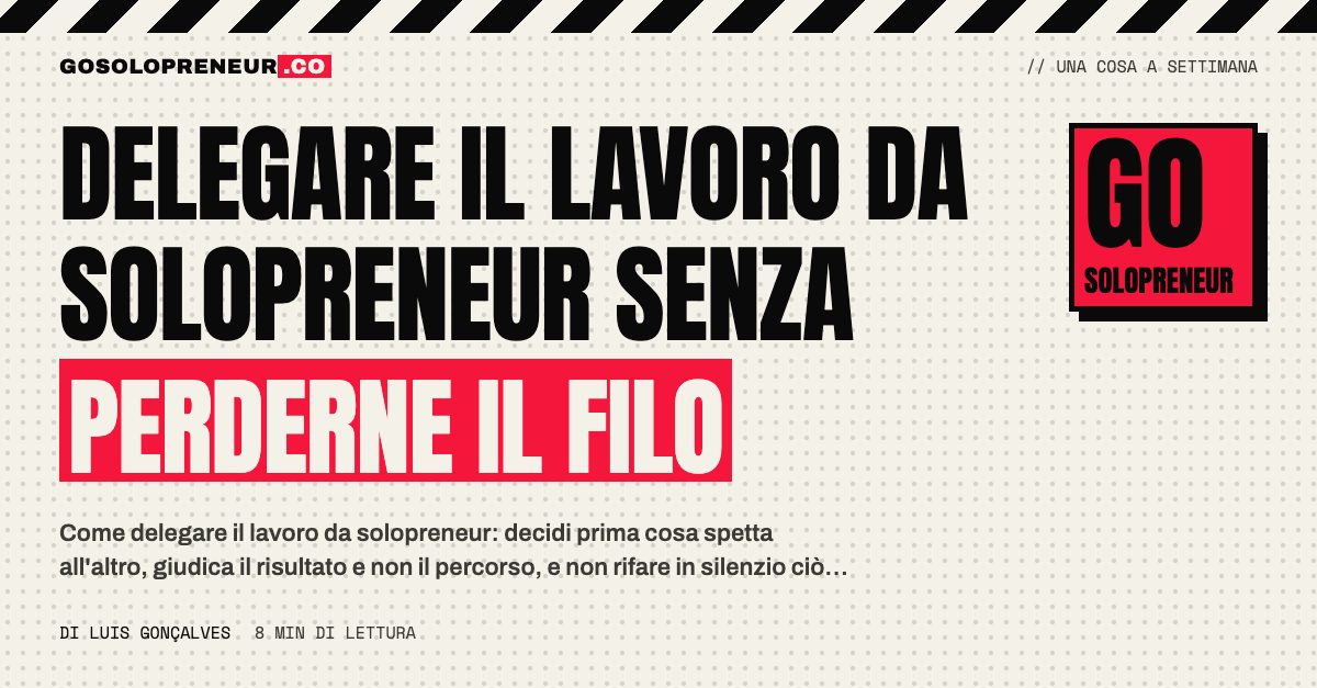 Solopreneur che impara a delegare il lavoro con una mappa delle decisioni