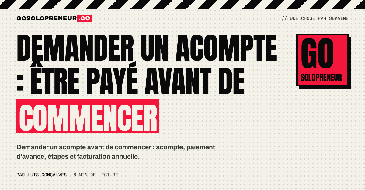 Un solopreneur qui présente un devis avec acompte à son client