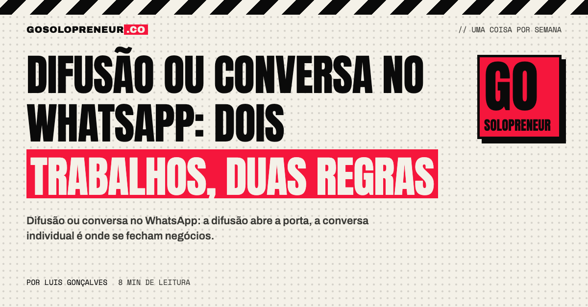 Duas conversas de WhatsApp, uma difusão e uma conversa individual