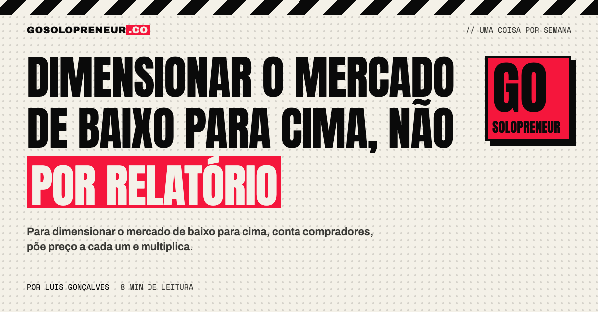 Folha com a soma de compradores vezes preço para dimensionar o mercado de baixo para cima