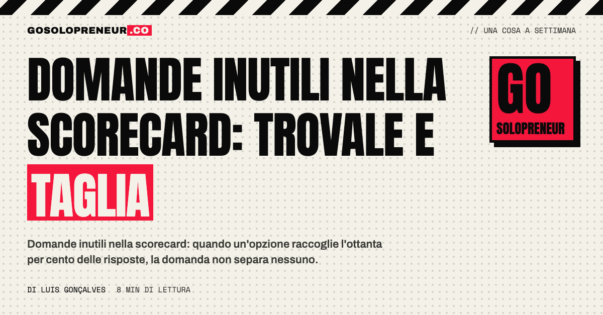 Un grafico di risposte sbilanciate su una sola opzione, segno di domande inutili nella scorecard