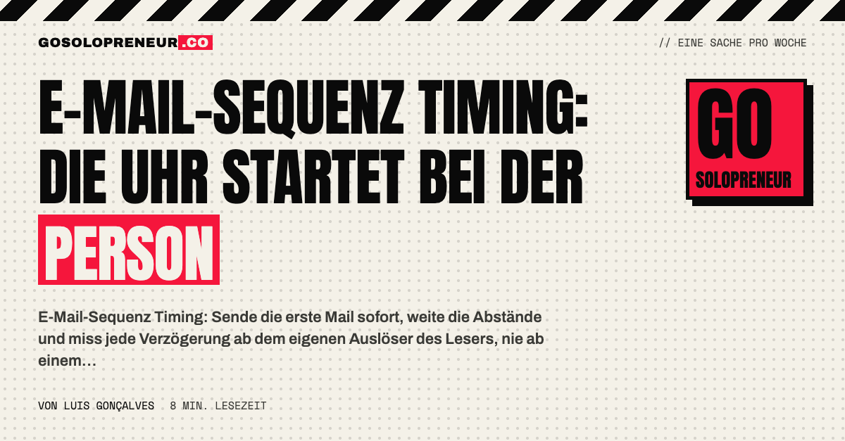 E-Mail-Sequenz Timing: Abstände ab dem Auslöser der Person gemessen