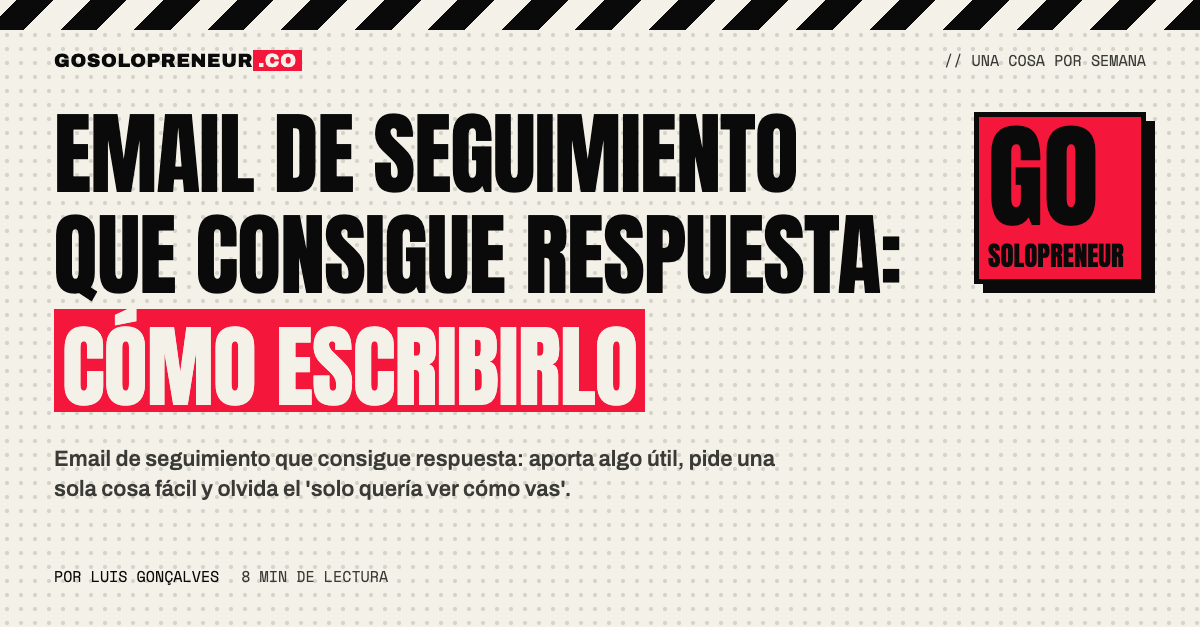 Un email de seguimiento corto en pantalla con una petición sencilla