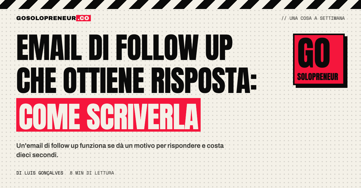Una casella di posta con un'email di follow up breve e una risposta in arrivo