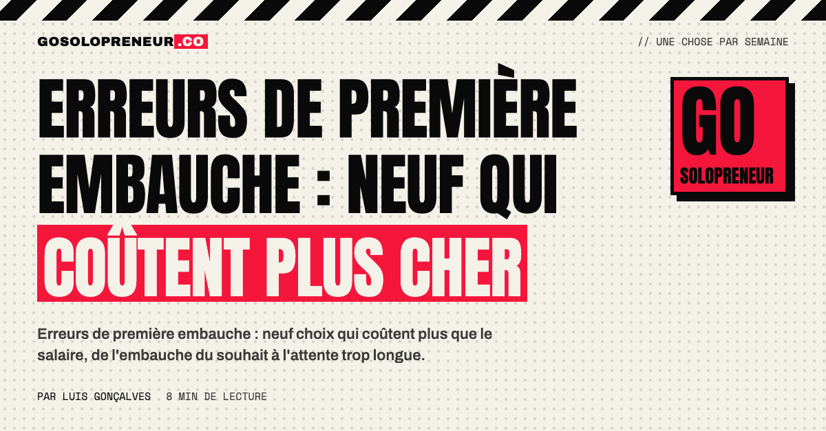 Une liste de neuf erreurs de première embauche barrées sur un carnet